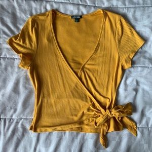 Ribbed Wrap Crop Top